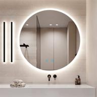 🚿 enhance your bathroom with the homhum round led mirror: dimmable, anti-fog, and waterproof - 24 x 24 inch, true cri 95+, cct adjustable, ul certified &amp; smart touch control logo