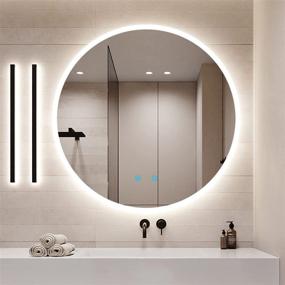 img 4 attached to 🚿 Enhance Your Bathroom with the HOMHUM Round LED Mirror: Dimmable, Anti-Fog, and Waterproof - 24 x 24 Inch, True CRI 95+, CCT Adjustable, UL Certified &amp; Smart Touch Control