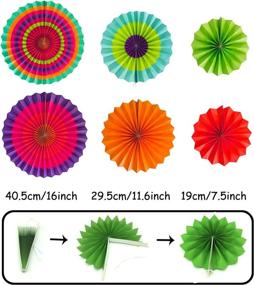 img 3 attached to 🎉 Colorful Fiesta Tissue Pompoms Paper Flowers, Paper Fans Garlands String, and Triangle Bunting Banner - Cinco De Mayo Decorations Set with Hanging Swirls for Birthday Party, Mexican Fiesta Celebration by ZERODECO