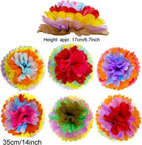 img 2 attached to 🎉 Colorful Fiesta Tissue Pompoms Paper Flowers, Paper Fans Garlands String, and Triangle Bunting Banner - Cinco De Mayo Decorations Set with Hanging Swirls for Birthday Party, Mexican Fiesta Celebration by ZERODECO