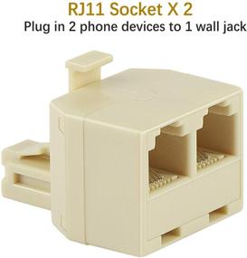 img 3 attached to 📞 Uvital RJ11 Dual Phone Line Splitter - 2 Pack Yellow Wall Jack Adapter for Office Home ADSL DSL Fax Cordless Phone System