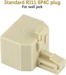 img 2 attached to 📞 Uvital RJ11 Dual Phone Line Splitter - 2 Pack Yellow Wall Jack Adapter for Office Home ADSL DSL Fax Cordless Phone System