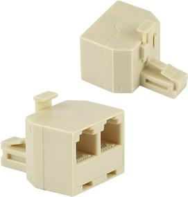 img 4 attached to 📞 Uvital RJ11 Dual Phone Line Splitter - 2 Pack Yellow Wall Jack Adapter for Office Home ADSL DSL Fax Cordless Phone System