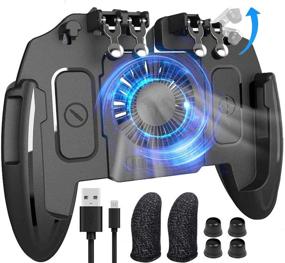 img 4 attached to 🎮 Tomoda L1R1 Mobile Game Controller with Cooling Fan, Phone Holder, Finger Sleeves - Ideal for PUBG, Fortnite, Call of Duty - Compatible with 4.7”-6.5” iOS and Android Phones