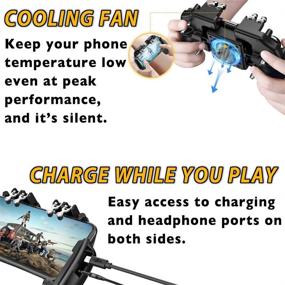 img 2 attached to 🎮 Tomoda L1R1 Mobile Game Controller with Cooling Fan, Phone Holder, Finger Sleeves - Ideal for PUBG, Fortnite, Call of Duty - Compatible with 4.7”-6.5” iOS and Android Phones