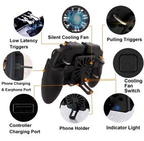 img 3 attached to 🎮 Tomoda L1R1 Mobile Game Controller with Cooling Fan, Phone Holder, Finger Sleeves - Ideal for PUBG, Fortnite, Call of Duty - Compatible with 4.7”-6.5” iOS and Android Phones
