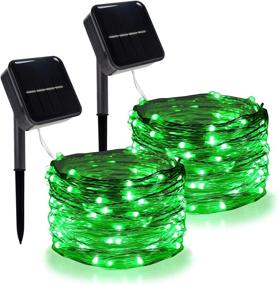 img 4 attached to 🌟 Twinkle Star 2 Pack Outdoor Solar String Lights: Waterproof, 39.4 FT 120 LED Fairy Lights for St. Patrick's Day, Patio, Yard, Wedding, Party Decoration - Green