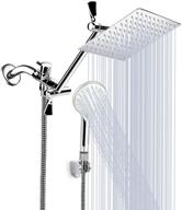 🚿 high pressure 8 inch rainfall shower head/handheld shower combo with 11 inch extension arm - 9 settings, adjustable, anti-leak, with holder, hose - height & angle adjustable logo