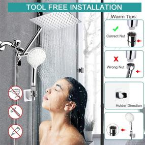 img 3 attached to 🚿 High Pressure 8 Inch Rainfall Shower Head/Handheld Shower Combo with 11 Inch Extension Arm - 9 Settings, Adjustable, Anti-leak, with Holder, Hose - Height & Angle Adjustable