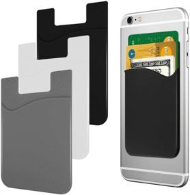 img 3 attached to JINYEXUAN 3pcs Silicone Adhesive Stick-on Cellphone Card Holder Wallet - Black, White, Gray