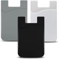 jinyexuan 3pcs silicone adhesive stick-on cellphone card holder wallet - black, white, gray logo