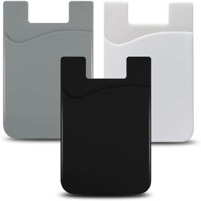 img 4 attached to JINYEXUAN 3pcs Silicone Adhesive Stick-on Cellphone Card Holder Wallet - Black, White, Gray