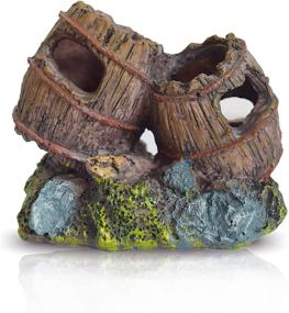 img 4 attached to Resin Artificial Tattered Wine Barrel Bottle Fish Tank Ornament for Shrimp, Hermit Crab Breeding, Cave Hide, Play, Rest - Aquarium Decoration Cave Jar