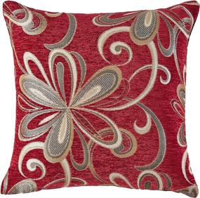 img 4 attached to 🌹 Burgundy Vintage Floral Throw Pillow with Chenille Chateau Design - 18 x 18 in - by Violet Linen