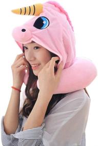 img 1 attached to 🦄 Pink Unicorn Neck Pillow: The Perfect Airplane Travel Companion for Adults & Kids