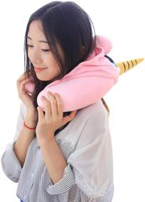 img 2 attached to 🦄 Pink Unicorn Neck Pillow: The Perfect Airplane Travel Companion for Adults & Kids