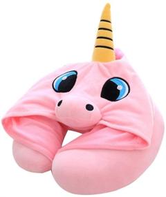 img 4 attached to 🦄 Pink Unicorn Neck Pillow: The Perfect Airplane Travel Companion for Adults & Kids