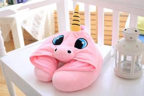 img 3 attached to 🦄 Pink Unicorn Neck Pillow: The Perfect Airplane Travel Companion for Adults & Kids