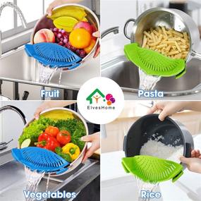 img 3 attached to 🍝 Snap Strainer - Silicone Food Strainer, 2-Pack Fine Mesh Strainers, Heat-Resistant Clip-On Strain Strainer - Collapsible Basket Kitchen Gadgets for Pasta, Noodles, Vegetables, Sauce, Beef - Fits All Pots and Bowls