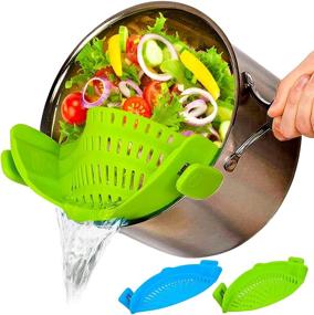 img 4 attached to 🍝 Snap Strainer - Silicone Food Strainer, 2-Pack Fine Mesh Strainers, Heat-Resistant Clip-On Strain Strainer - Collapsible Basket Kitchen Gadgets for Pasta, Noodles, Vegetables, Sauce, Beef - Fits All Pots and Bowls