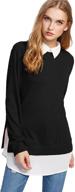 👚 effortlessly chic: romwe women's classic collar long sleeve curved hem pullover sweatshirt logo
