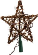 kurt adler 9-inch natural brown rattan star 🌟 christmas tree topper with clear lights – eco-friendly country design logo