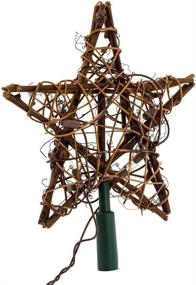 img 1 attached to Kurt Adler 9-inch Natural Brown Rattan Star 🌟 Christmas Tree Topper with Clear Lights – Eco-friendly Country Design