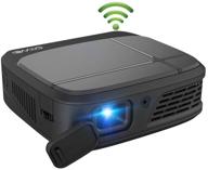 📽️ portable wifi mini projector - pocket-sized 3d dlp 1080p support, rechargeable battery, wireless, led, airplay, hdmi, usb audio, auto keystone - ideal for mobile phones, tvs, dvds, outdoor movies, games logo