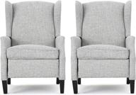 🪑 set of 2 christopher knight home ellyn fabric recliners - light gray tweed, dark brown логотип