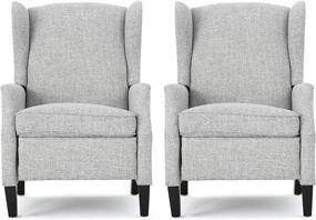 img 4 attached to 🪑 Set of 2 Christopher Knight Home Ellyn Fabric Recliners - Light Gray Tweed, Dark Brown