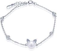 💎 infinite u simulated pearl bracelet - 925 sterling silver, 6"+1" extender - charm bracelets for girls and women logo