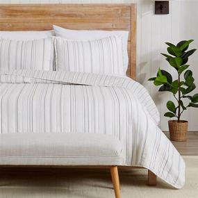 img 3 attached to 🛏️ Full / Queen Grey Striped Quilt Set with Shams - Katelyn Collection. Reversible All-Season Bedspread for Better SEO.