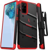 📱 zizo bolt series galaxy s20 plus case: kickstand holster lanyard, black & red logo