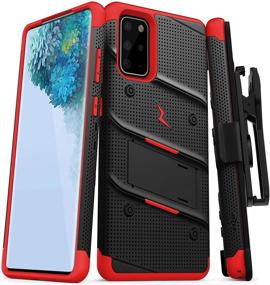 img 4 attached to 📱 ZIZO Bolt Series Galaxy S20 Plus Case: Kickstand Holster Lanyard, Black & Red