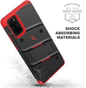 img 1 attached to 📱 ZIZO Bolt Series Galaxy S20 Plus Case: Kickstand Holster Lanyard, Black & Red