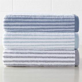 img 1 attached to 🛁 Alfred Sung Home Farmhouse Quick Dry Bath Towel Set, Cotton 6 Piece - Includes 2 Bath Towels, 2 Hand Towels, 2 Washcloths - Absorbent, Ultra Soft - Decorative Stripe Bathroom Towels (Dark Blue/White)