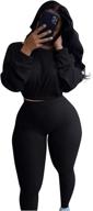 👚 fashionable women's ribbed 2-piece sweatsuit set: long sleeve crop top & skinny long pants for a trendy tracksuit look logo