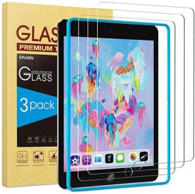 img 4 attached to SPARIN 3 Pack iPad 6th Gen 9.7 inch/iPad Pro 9.7 Glass Screen Protector, Tempered Glass with Alignment Frame