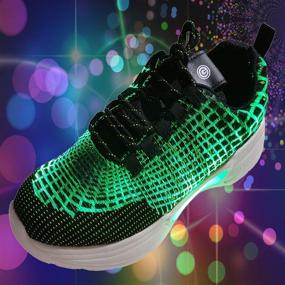 img 2 attached to 👟 HotDingding Sneakers: Stylish Men's Shoes with Charging & Flashing Black Green Design