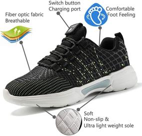 img 3 attached to 👟 HotDingding Sneakers: Stylish Men's Shoes with Charging & Flashing Black Green Design