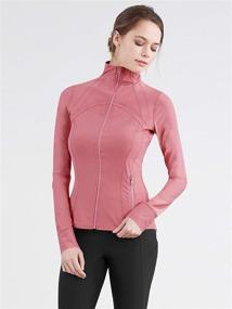 img 2 attached to 🏃 Women's Full Zip Yoga Workout Running Track Jacket with Thumb Holes by Lock and Love