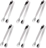 🍬 ice tongs sugar cubes tongs - pack of 6 stainless steel mini tongs for serving, appetizers, tea parties, coffee bars, and small kitchens logo