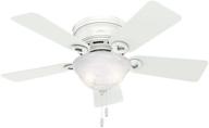 🔵 hunter 51022 conroy low profile ceiling fan, 42", snow white finish with led light and pull chain control логотип