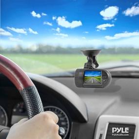 img 1 attached to Pyle Car Recorder DVR Front & Rear View Dash Camera Video 1.5 Inch Monitor Windshield Mount 🚗 - Full Color 1080p HD Security Camcorder for Vehicle - PiP Night Vision Audio Record Micro SD (PDVRCAM11)