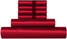 img 2 attached to 🛏️ Luxurious RevenRella Satin Sheet Set: European Style Bedding with Deep Pocket & 1800 Rich Silk Velet Ribbon Decor, Wrinkle & Fade Resistant, Easy Care Machine Wash - Burgundy, King (6 Piece)