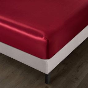 img 1 attached to 🛏️ Luxurious RevenRella Satin Sheet Set: European Style Bedding with Deep Pocket & 1800 Rich Silk Velet Ribbon Decor, Wrinkle & Fade Resistant, Easy Care Machine Wash - Burgundy, King (6 Piece)