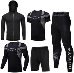 img 4 attached to BUYJYA Compression Pants Sleeve Jacket Men's Clothing
