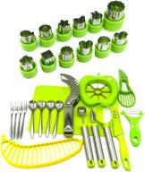 🥝 30-piece fruit slicer set with fruit shape cutters, mini cookie cutters, apple slicer, avocado cutter, banana slicer, watermelon cutter, melon baller, carving knife, and vegetable cutters by carespot logo