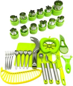 img 4 attached to 🥝 30-Piece Fruit Slicer Set with Fruit Shape Cutters, Mini Cookie Cutters, Apple Slicer, Avocado Cutter, Banana Slicer, Watermelon Cutter, Melon Baller, Carving Knife, and Vegetable Cutters by Carespot