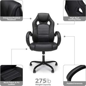 img 2 attached to 🎮 Comfortable High-Back Gray Gaming Chair with Padded Loop Arms - OFM ESS Collection